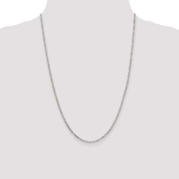 2.25mm, 14k White Gold, Flat Figaro Chain Necklace, 24 Inch - Picture 2 of 8